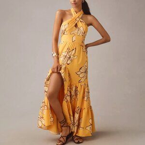 Anthropologie Hutch Floral Halter Maxi Dress
